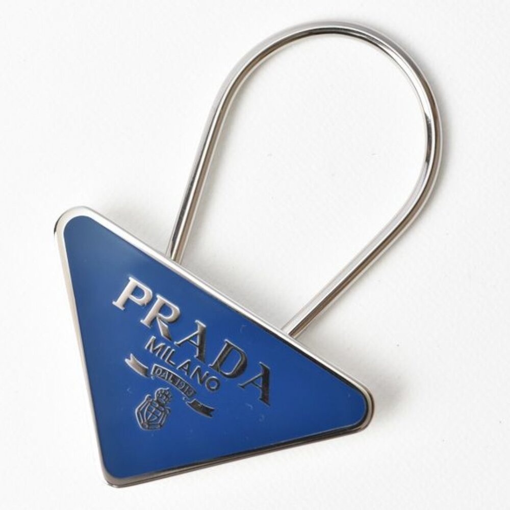 Prada Key Ring Holder Charm Triangle Cobalt